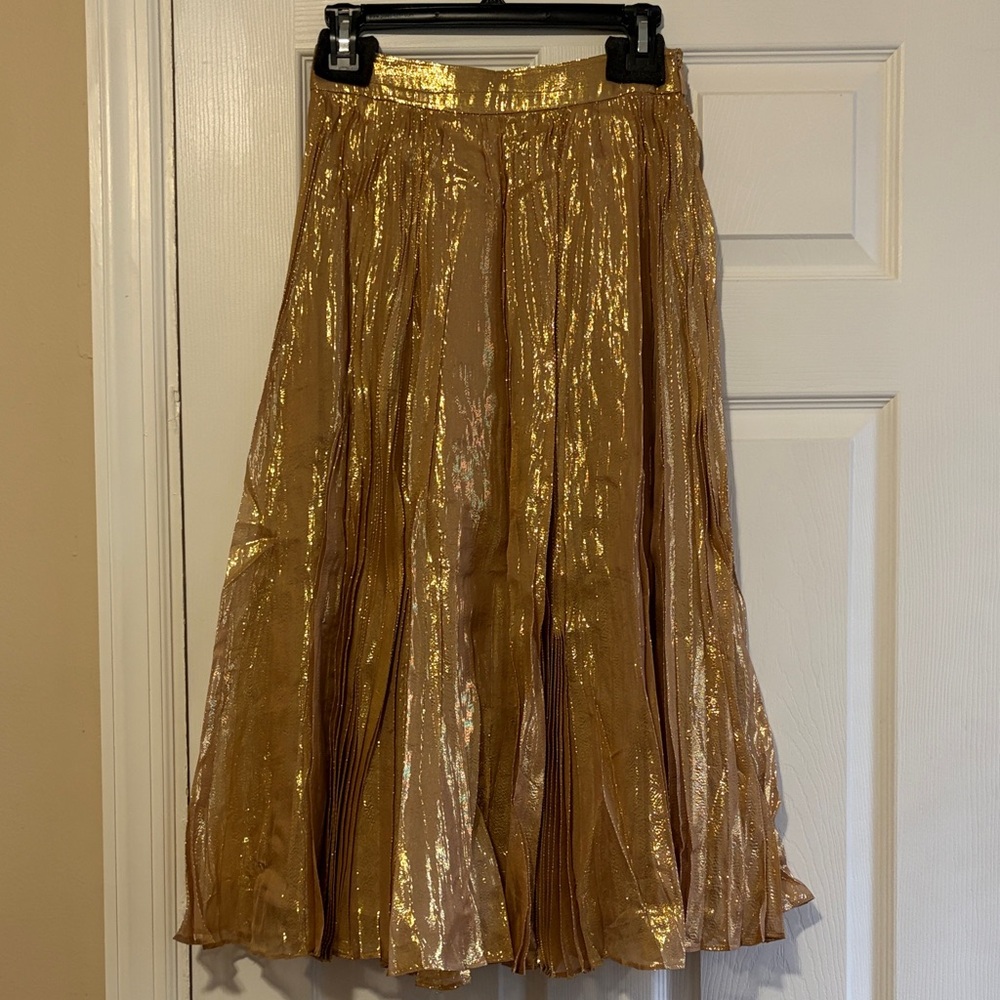 Kate Spade Metallic Gold A-Line Skirt